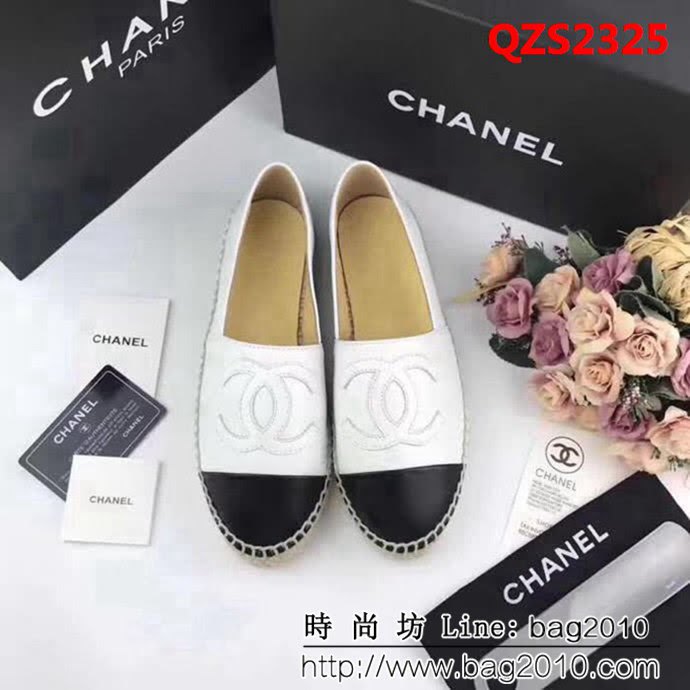 CHANEL香奈兒 彩色羊皮系列 漁夫工藝 白色綿羊皮 女休閒鞋 QZS2325