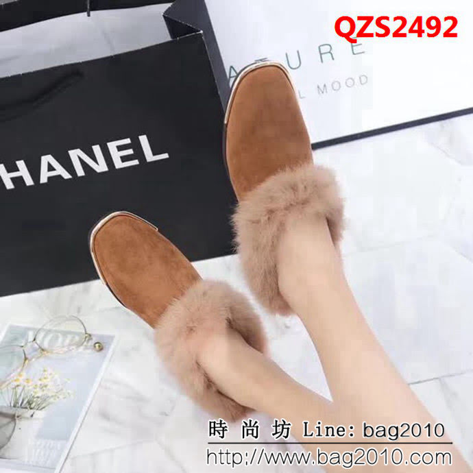 CHANEL香奈兒 2018全新冬款 冬款皮草味道 毛毛鞋 QZS2492