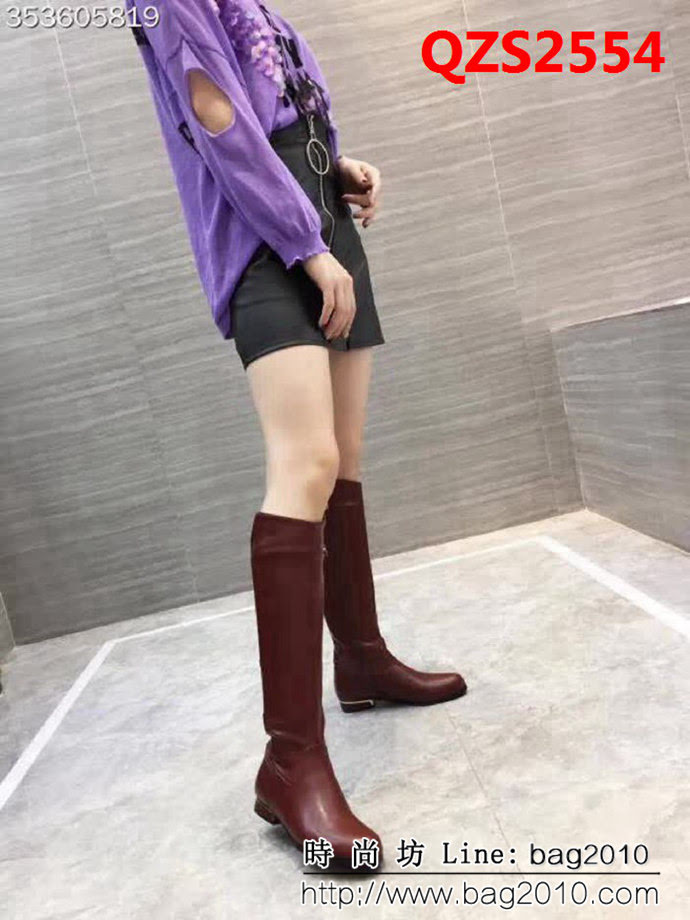 CHANEL香奈兒 2018引領時尚圈 suer有型 彈力皮拼羊絨尼 16寸長靴 QZS2554
