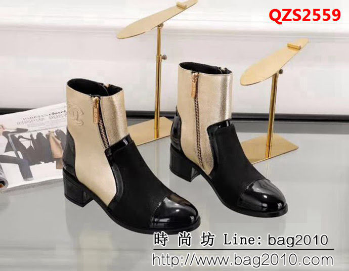 CHANEL香奈兒 官網同步 2018秋冬女神必備 時尚牛皮短靴 QZS2559