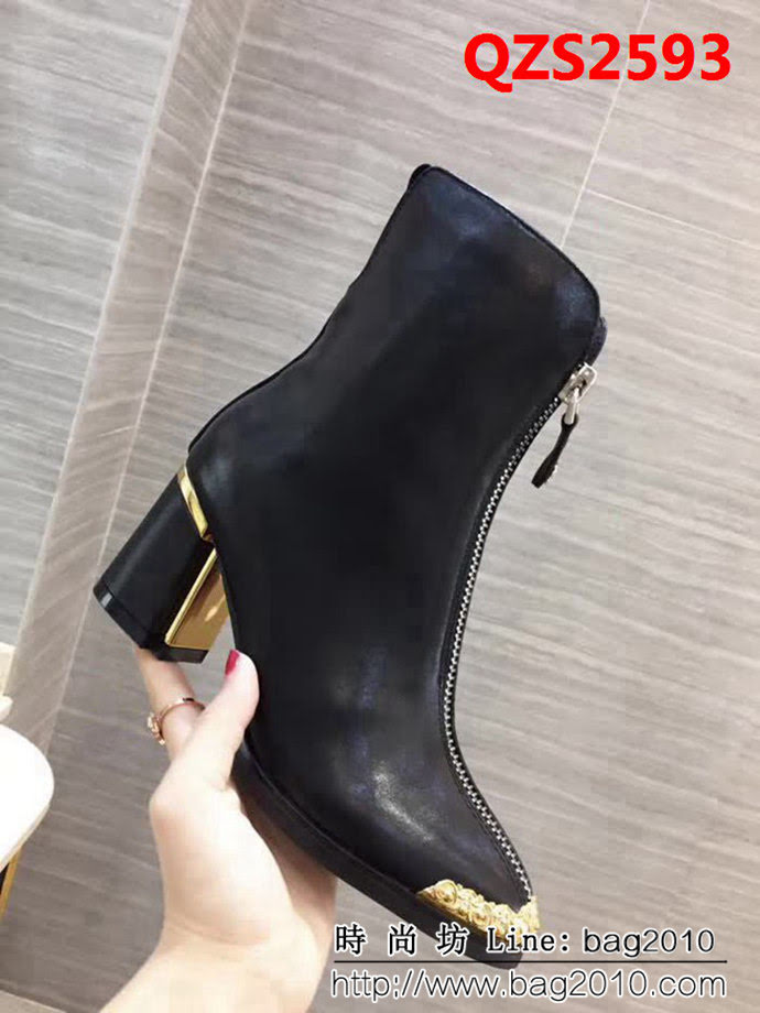 CHANEL香奈兒 明星同款 經典款 粒面牛皮女靴 QZS2593