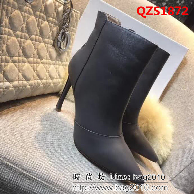 DIOR迪奧 2017春季新款 幸運五角星 尖頭高跟 牛皮女短靴 QZS1872