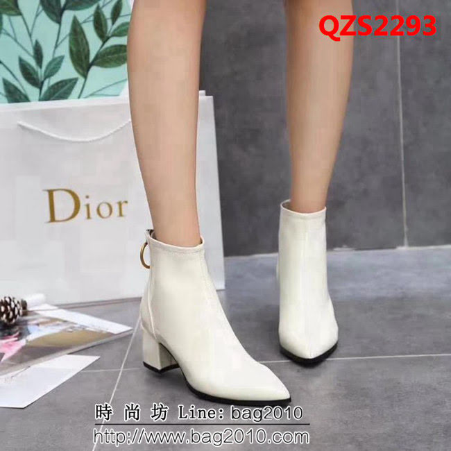 DIOR迪奧 經典 簡約時尚 鄒漆皮女短靴 QZS2293