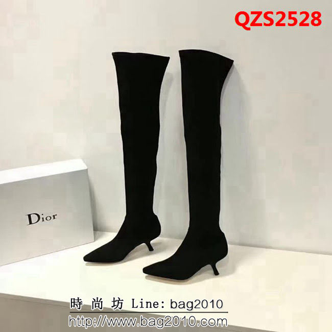 DIOR迪奧 黑色真皮絨 時尚百搭 過膝長靴 QZS2528