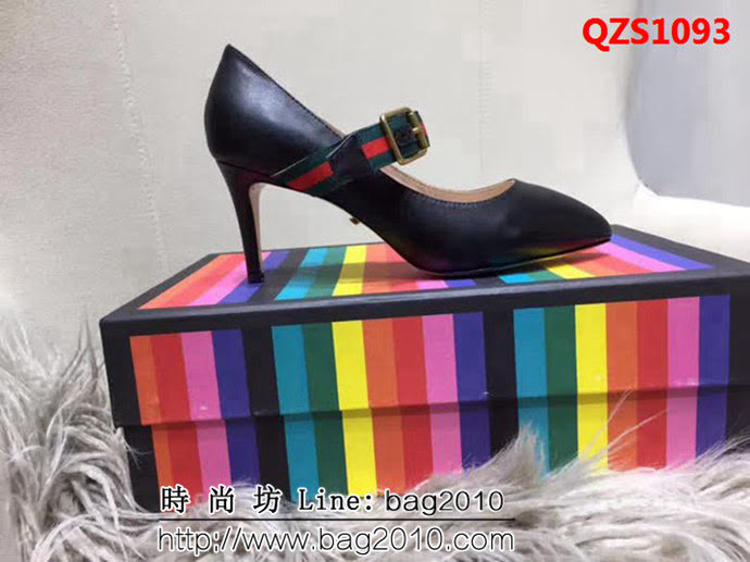 GUCCI古馳 2019春款 女士高跟單皮鞋 黑色 QZS1093