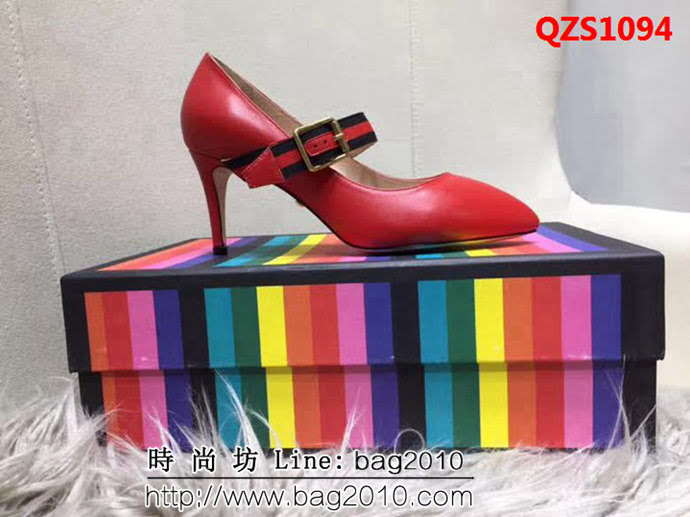 GUCCI古馳 2019春款 女士高跟單皮鞋 紅色 QZS1094