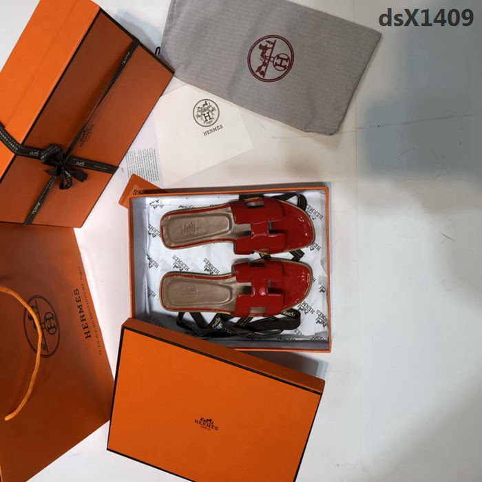 HERMES愛馬仕 頂級品質 2018漆皮系列 貴婦拖鞋 休閒百搭款 真皮底女拖鞋  dsX1409