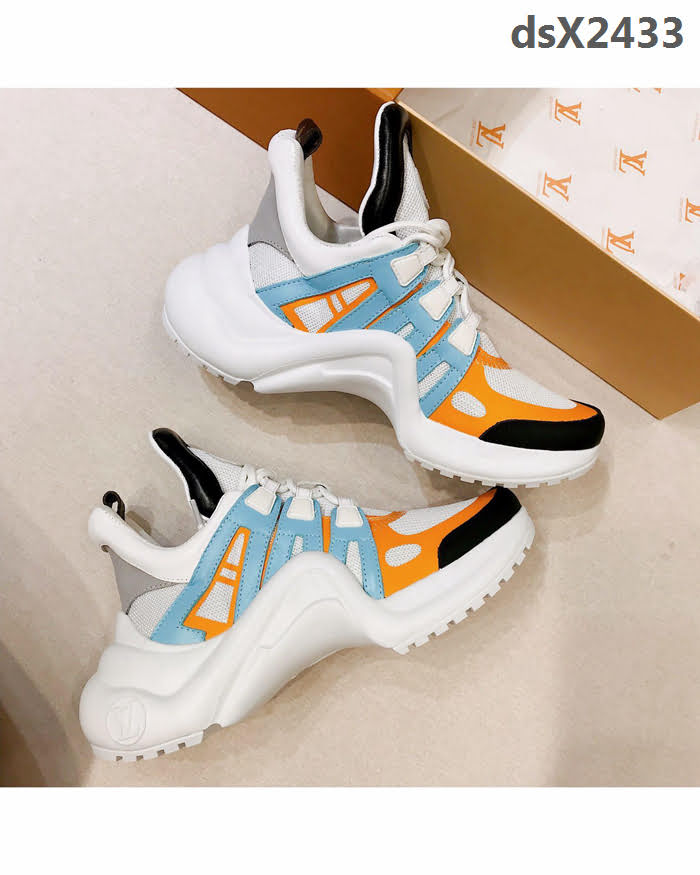 路易威登LV 2019爆款 LV經典Stellar 運動鞋 藍色Monogram牛仔布 高幫女休閒鞋  dsX2433