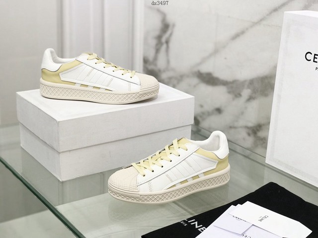 Celine專櫃女鞋 賽琳2022貝殼頭堪比阿迪還香的帆布鞋 平底小白鞋 dx3497