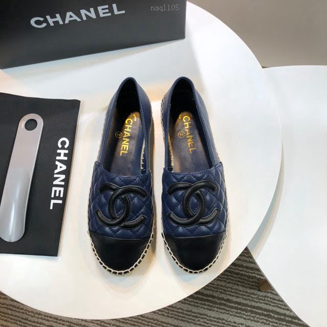 Chanel女鞋 香奈兒頂級版本漁夫鞋 蘭皮黑皮標  naq1105