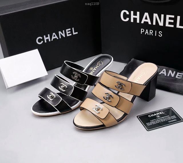 Chanel女鞋 香奈兒新款拖鞋 Chanel高跟涼拖鞋  naq1109