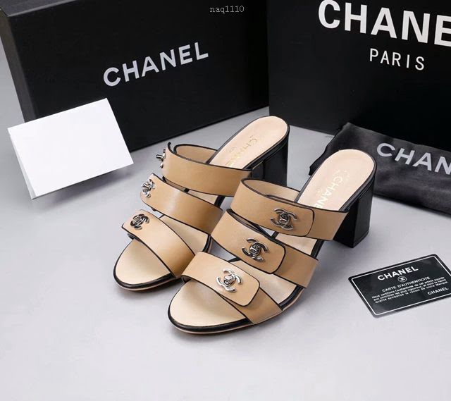 Chanel女鞋 香奈兒新款拖鞋 Chanel高跟涼拖鞋  naq1110