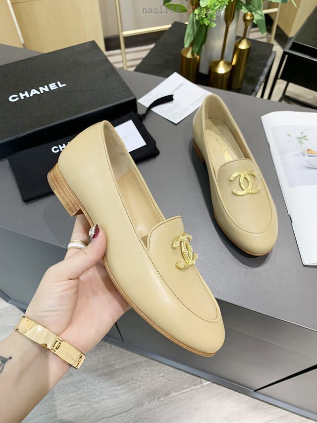 Chanel女鞋 香奈兒高版本2020早春新款單鞋 Chanel羊皮平跟女皮鞋  naq1164