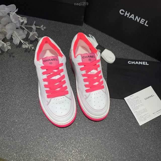 Chanel女鞋 香奈兒2020SS早春新款 糖果色休閒小白鞋 網紅明星同款  naq1259
