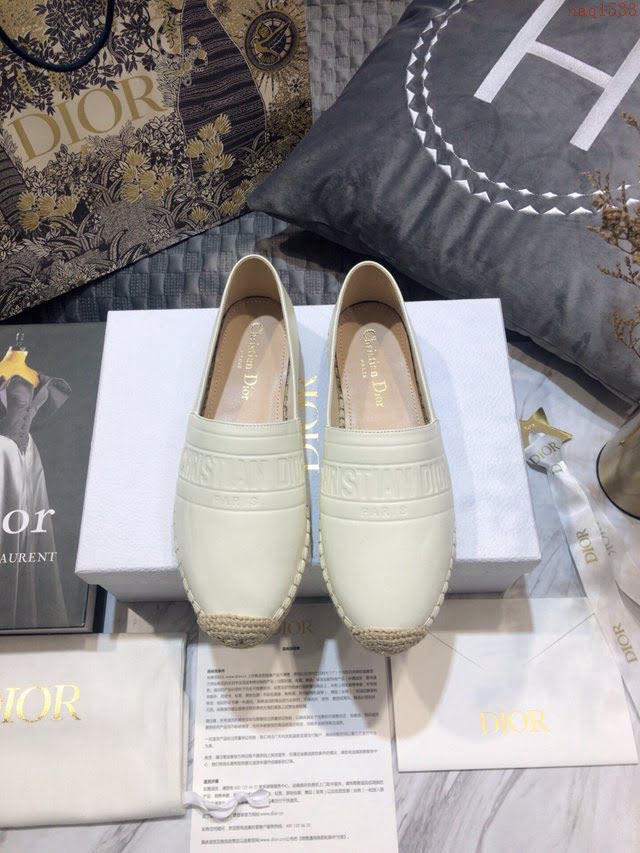 DIOR女鞋 迪奧2021專櫃新款Granville草編漁夫鞋 Dior字母logo平底懶人鞋  naq1533
