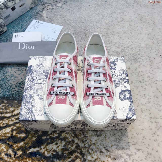 DIOR女鞋 迪奧2021專櫃新款立體刺繡墊腳板鞋 Dior彩虹系列刺繡系帶休閒鞋  naq1544