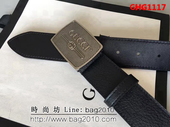 古馳CUCCI 頭層牛皮材料製作-豬皮紋 純銅五金男士皮帶 GHG1117