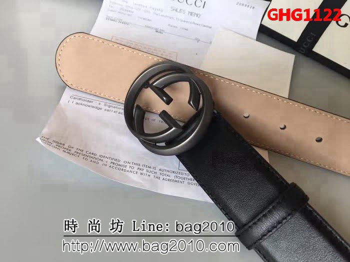 古馳CUCCI 雙面頭層 頂級小牛皮面 純銅噴漆扣男士皮帶 GHG1122