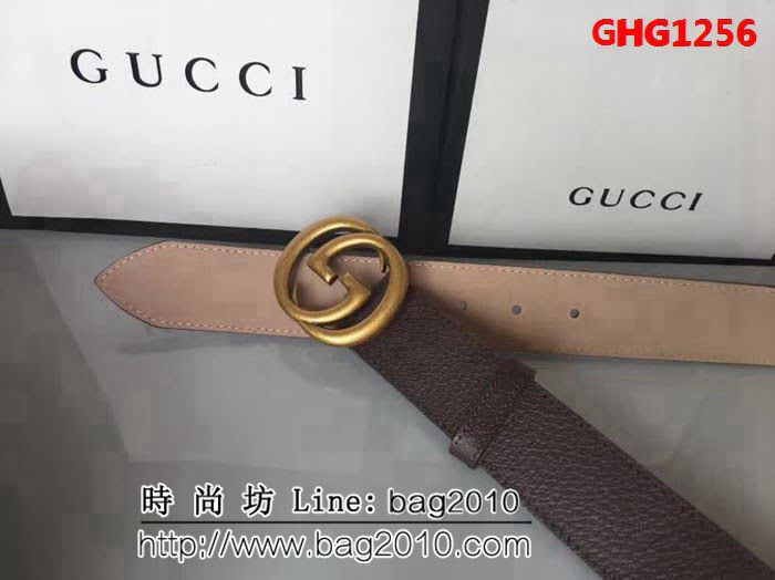 古馳CUCCI G家優質頭層牛皮豬皮紋 配純銅扣男士皮帶 GHG1256