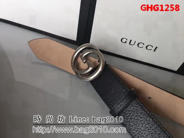 古馳CUCCI G家優質頭層牛皮豬皮紋 配純銅扣男士皮帶 GHG1258