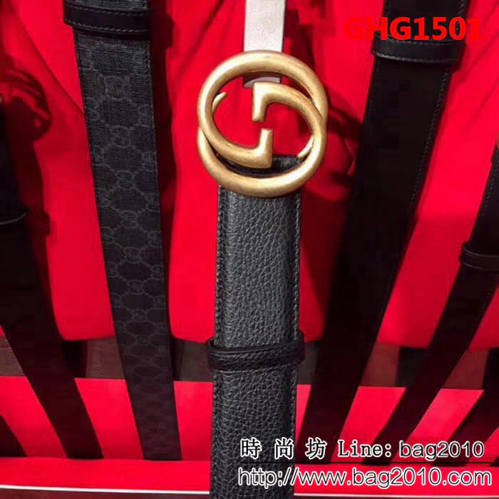 古馳CUCCI 全新設計系列 原版荔枝紋理 新logo復古設計皮帶 GHG1501