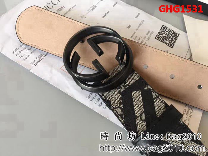 古馳CUCCI 經典款 高級人造革面料 新款純銅五金扣 高端大男士皮帶 GHG1531