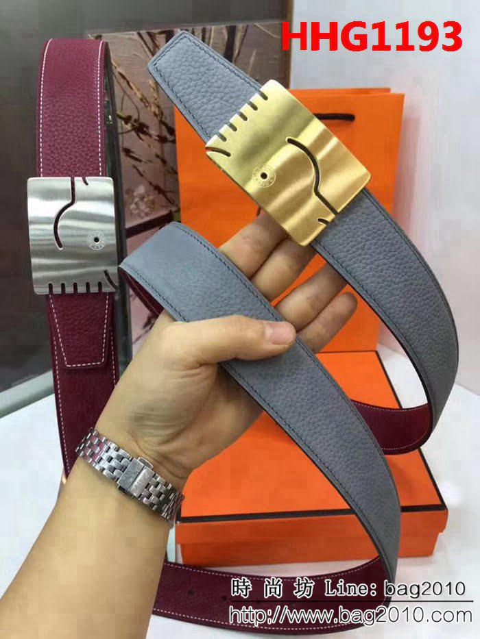 愛馬仕HERMES 純手工雙面荔枝紋 專櫃奢華精品高端男士皮帶 HHG1193