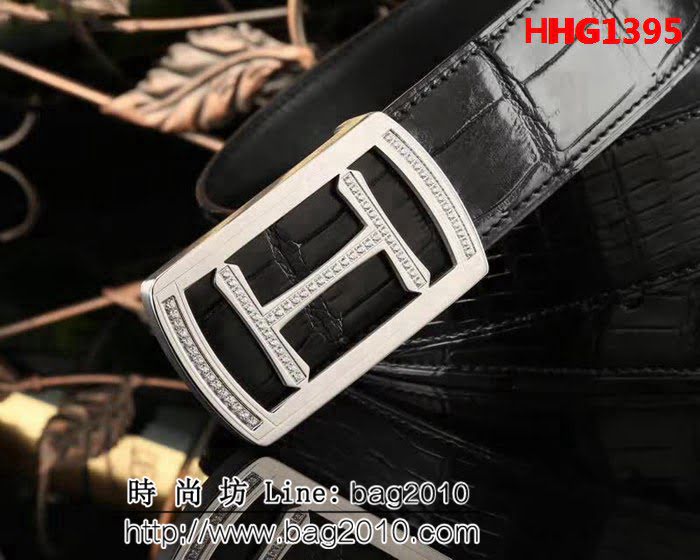 愛馬仕HERMES 無拼接肚皮 新款愛馬仕鋼扣鱷魚肚皮 高端男士皮帶 HHG1395