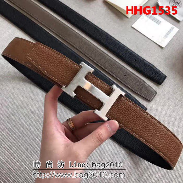 愛馬仕HERMES 寬版頭尾雙八字 官網同步 雙面可用 原版皮高端男士皮帶 HHG1535