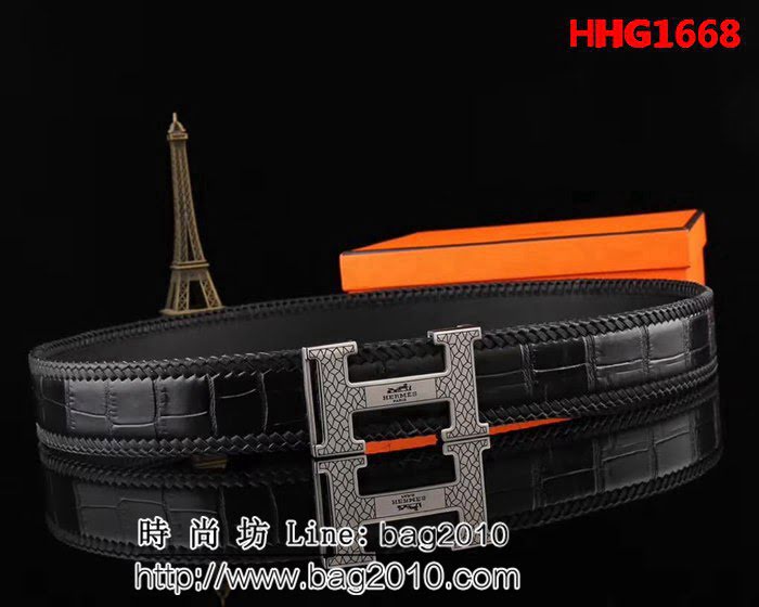 愛馬仕HERMES 海外代購最熱系列 鴕鳥皮紋 高端男士皮帶 HHG1668