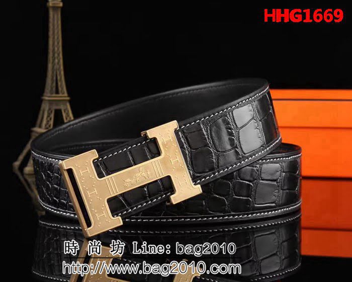 愛馬仕HERMES 海外代購最熱系列 牛皮肚皮紋 高端男士皮帶 HHG1669