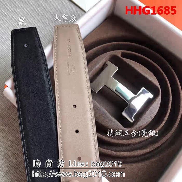 愛馬仕HERMES REVERSIBLE LEATHER 雙面可用高端男士皮帶 HHG1685