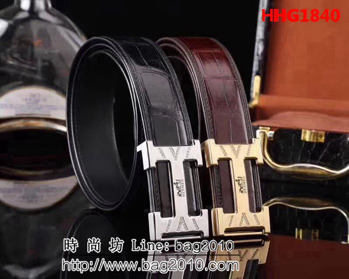 愛馬仕HERMES 泰國進口暹羅鱷魚 無拼接鱷魚皮皮帶高端男士皮帶 HHG1840