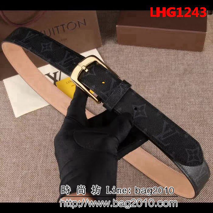 路易威登LV 全新Monogram Ecli se帆布 LV Initiales搭扣 男士皮帶 LHG1243