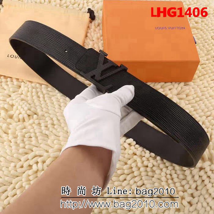 路易威登LV E i牛皮紋理潤飾 2016秋冬系列LV首字母 男士皮帶 LHG1406