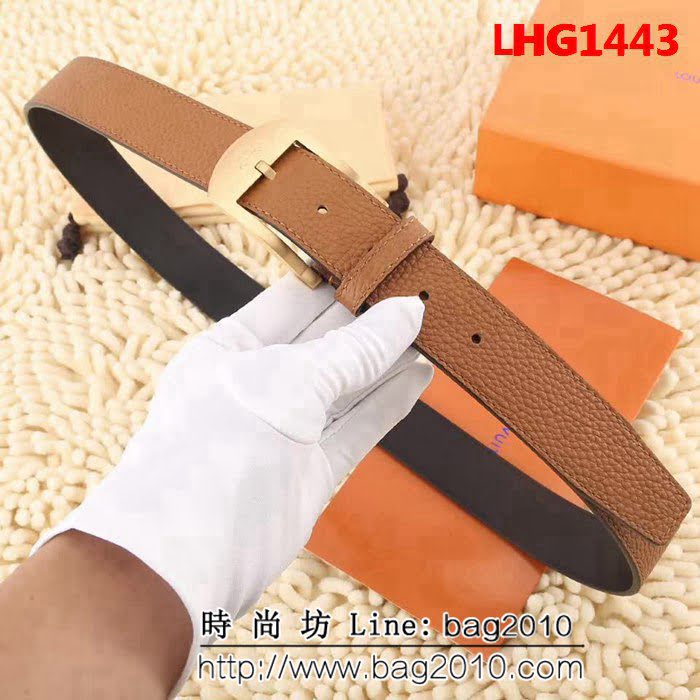 路易威登LV logo金屬環 Taurillon 男士皮帶 LHG1443