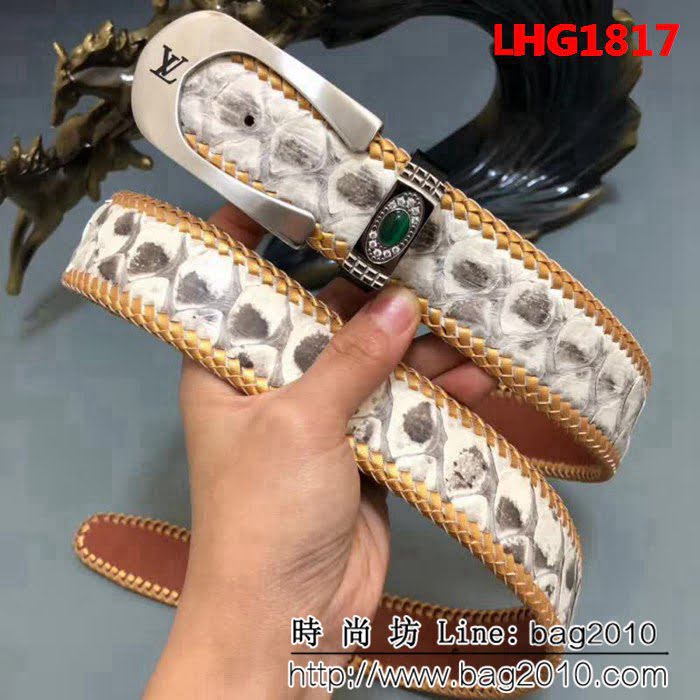 路易威登LV 蛇皮系列 印尼叢林蟒蛇皮 時尚高端男士皮帶 LHG1817