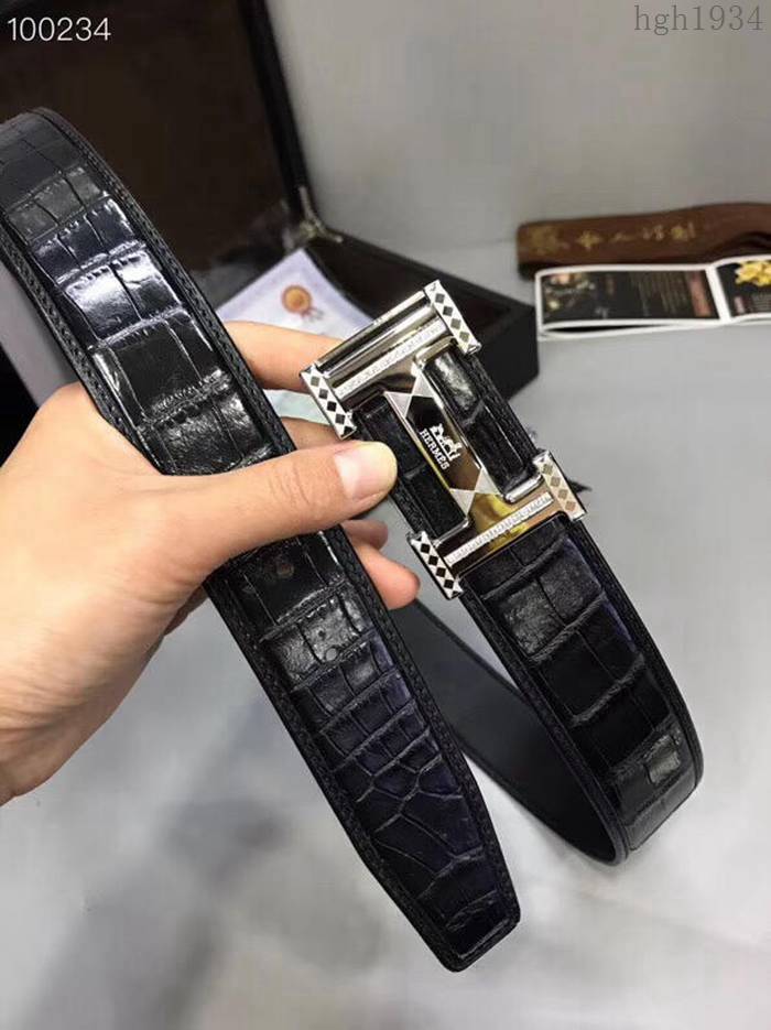 HERMES皮帶 A級進口鱷魚肚皮 全手工包邊 高品質 愛馬仕男腰帶  hgh1934