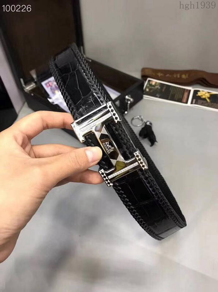 HERMES皮帶 A級進口鱷魚編織肚皮 全手工編織 高品質 愛馬仕男腰帶  hgh1939