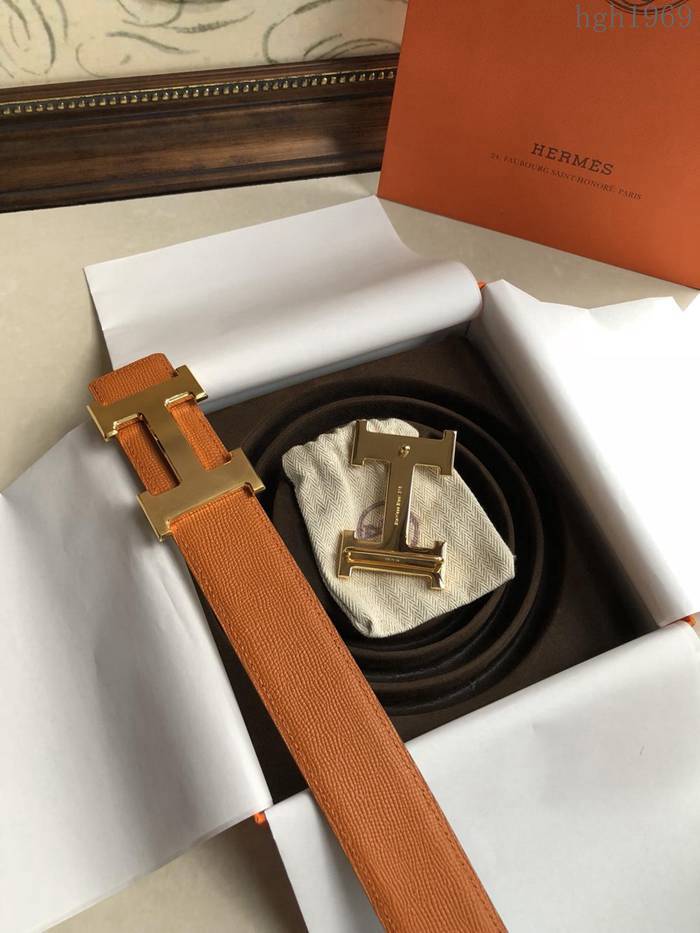 HERMES皮帶 愛馬仕原單 雙面用 原版皮手掌紋 金屬H大Logo 男士腰帶  hgh1969