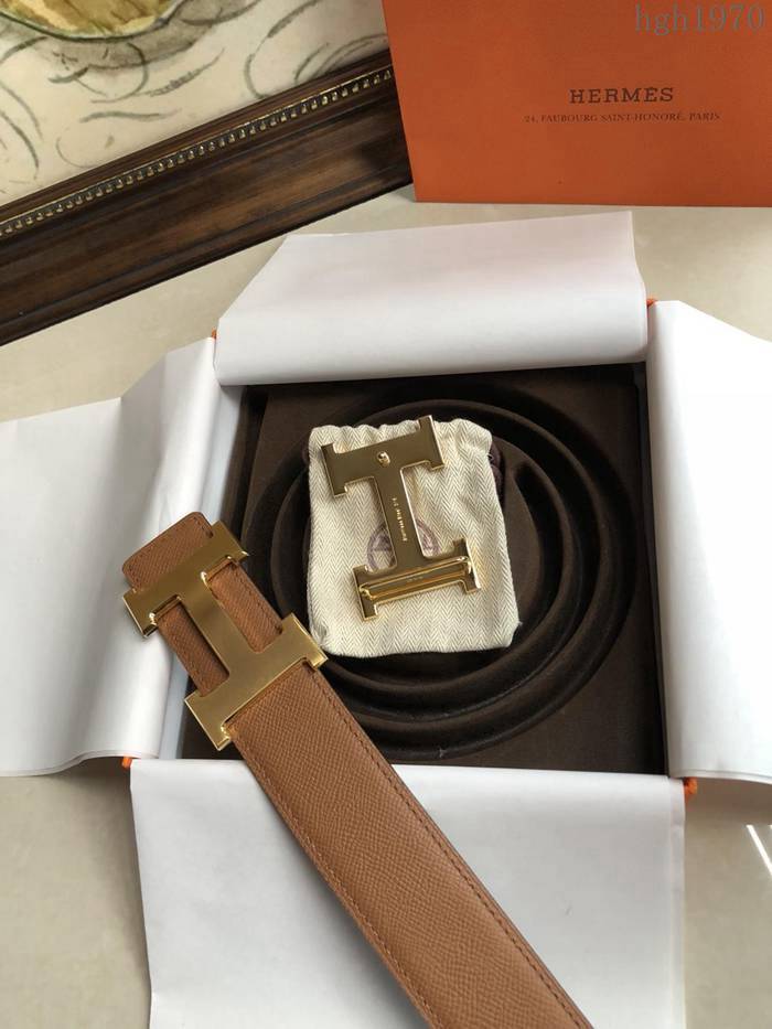 HERMES皮帶 愛馬仕原單 雙面用 原版皮手掌紋 金屬H大Logo 男士腰帶  hgh1970