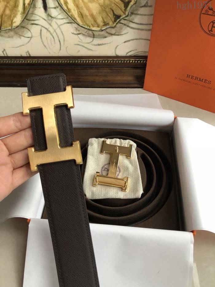 HERMES皮帶 愛馬仕原單 雙面用 原版皮手掌紋 金屬H大Logo 男士腰帶  hgh1971
