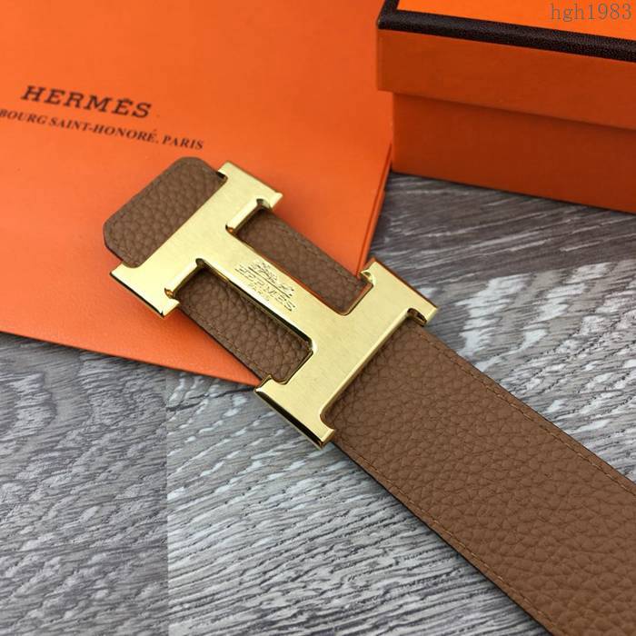 HERMES皮帶 進口頭層荔枝紋牛皮 雙面原版 純鋼扣 經典款愛馬仕男腰帶  hgh1983