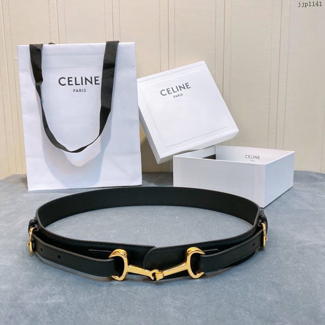 CELINE女士皮帶 賽琳馬銜扣腰帶 賽琳小牛皮可調節皮帶  jjp1141