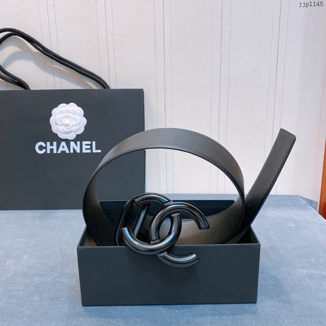 Chanel女士皮帶 香奈兒cc烤漆logo扣雙面可用小牛皮腰帶  jjp1145
