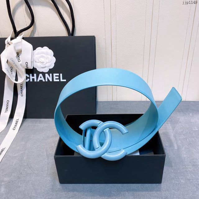 Chanel女士皮帶 香奈兒cc烤漆logo扣雙面可用小牛皮腰帶  jjp1149