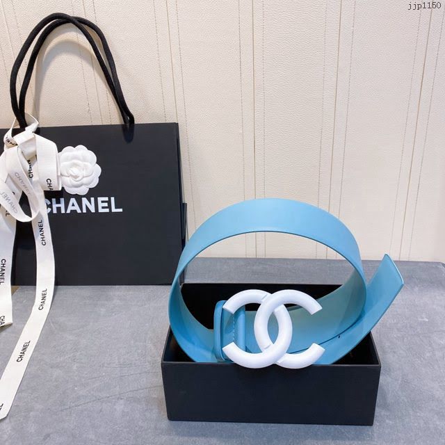 Chanel女士皮帶 香奈兒cc烤漆logo扣雙面可用小牛皮腰帶  jjp1150