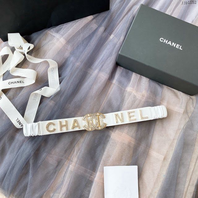 Chanel女士皮帶 香奈兒cc經典logo扣精品彈力扣腰帶  jjp1152