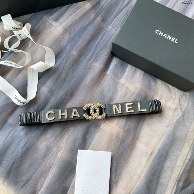 Chanel女士皮帶 香奈兒cc經典logo扣精品彈力扣腰帶  jjp1153