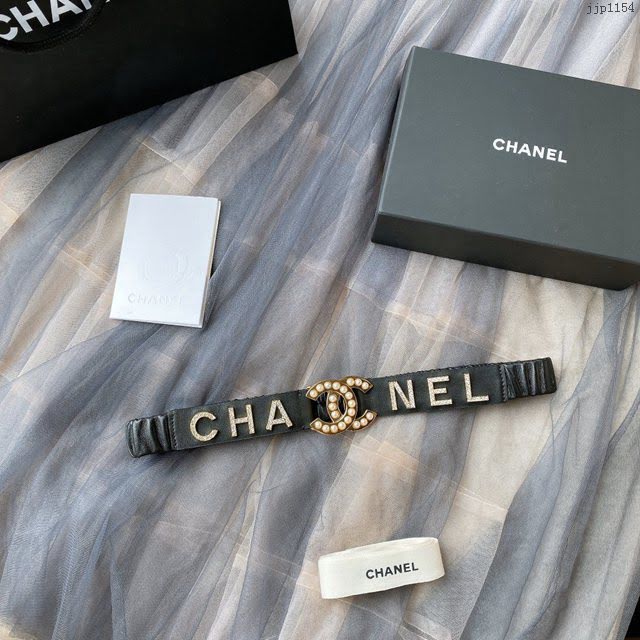 Chanel女士皮帶 香奈兒cc經典logo扣精品彈力扣腰帶  jjp1154